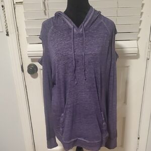Live Well Cozy Women's Purple Light Cold Shoulder Hoodie